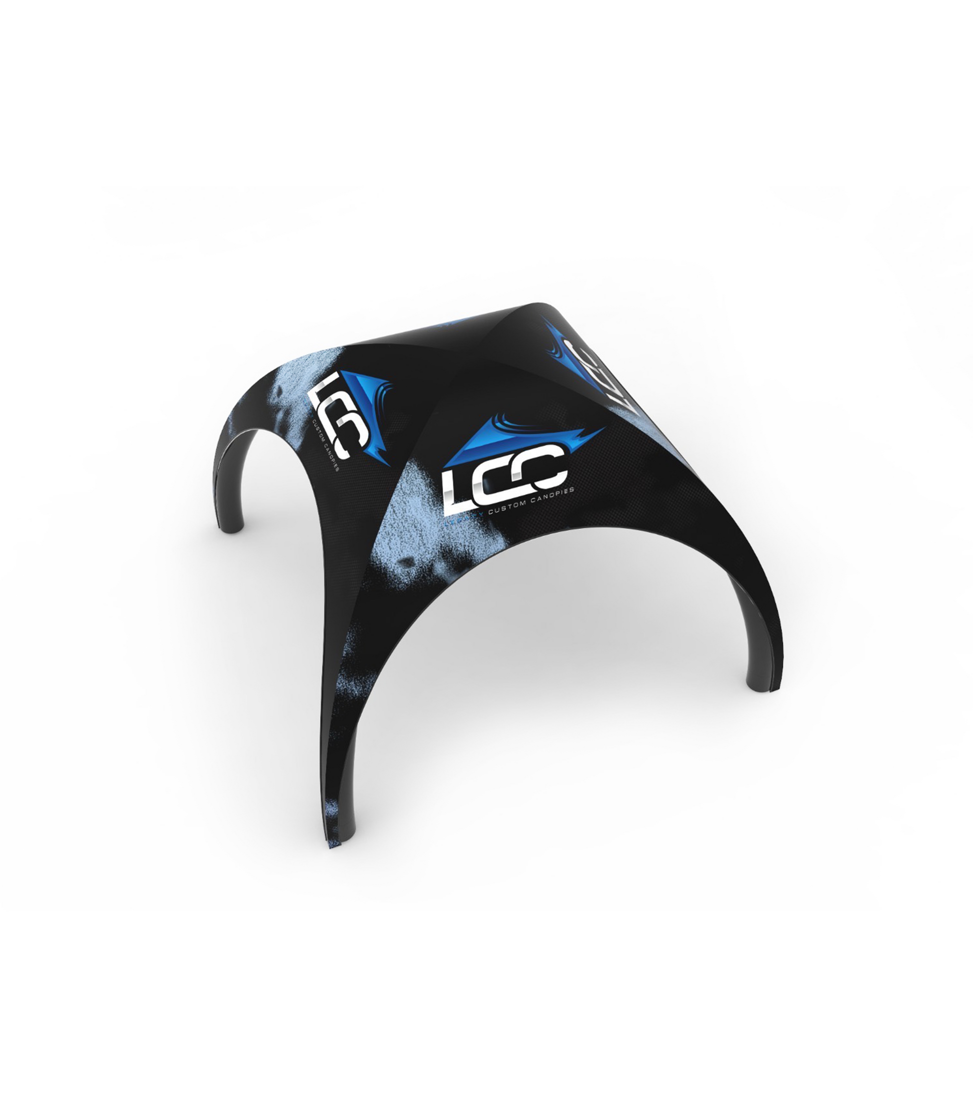 Inflatable dome canopy tent featuring a custom print and branding, ideal for trade shows and events